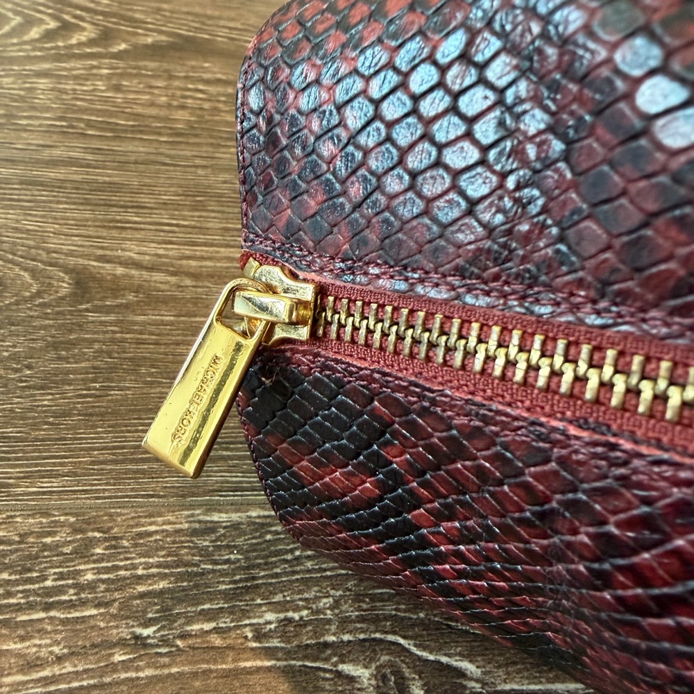 Michael Kors KEKE Red Brandy Embossed Snake Skin Bootie Ankle Short Boots Shoes - Picture 10 of 11